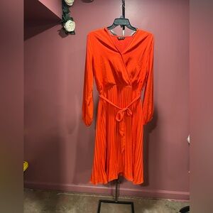 Pretty Garden Vibrant Red Long Sleeve Dress